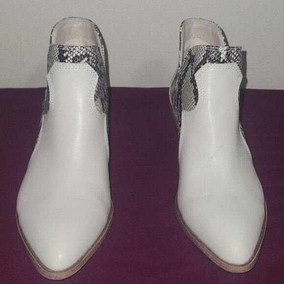 Fergalicious White Snakeskin Ankle Boots - Picture 1 of 8